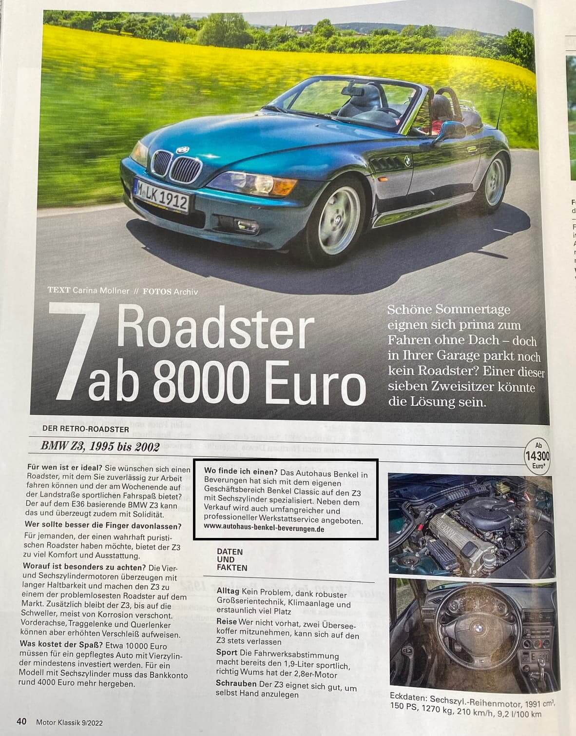 Motor Klassik berichtet über Benkel Classic
